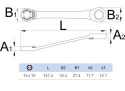 Unior 170/2 Ringschlüssel/Ratschenschlüssel 14/15mm - Grau