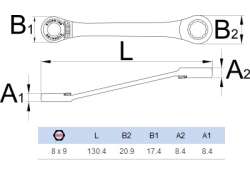Unior 170/2 Ringschlüssel/Ratschenschlüssel 8/9mm - Grau